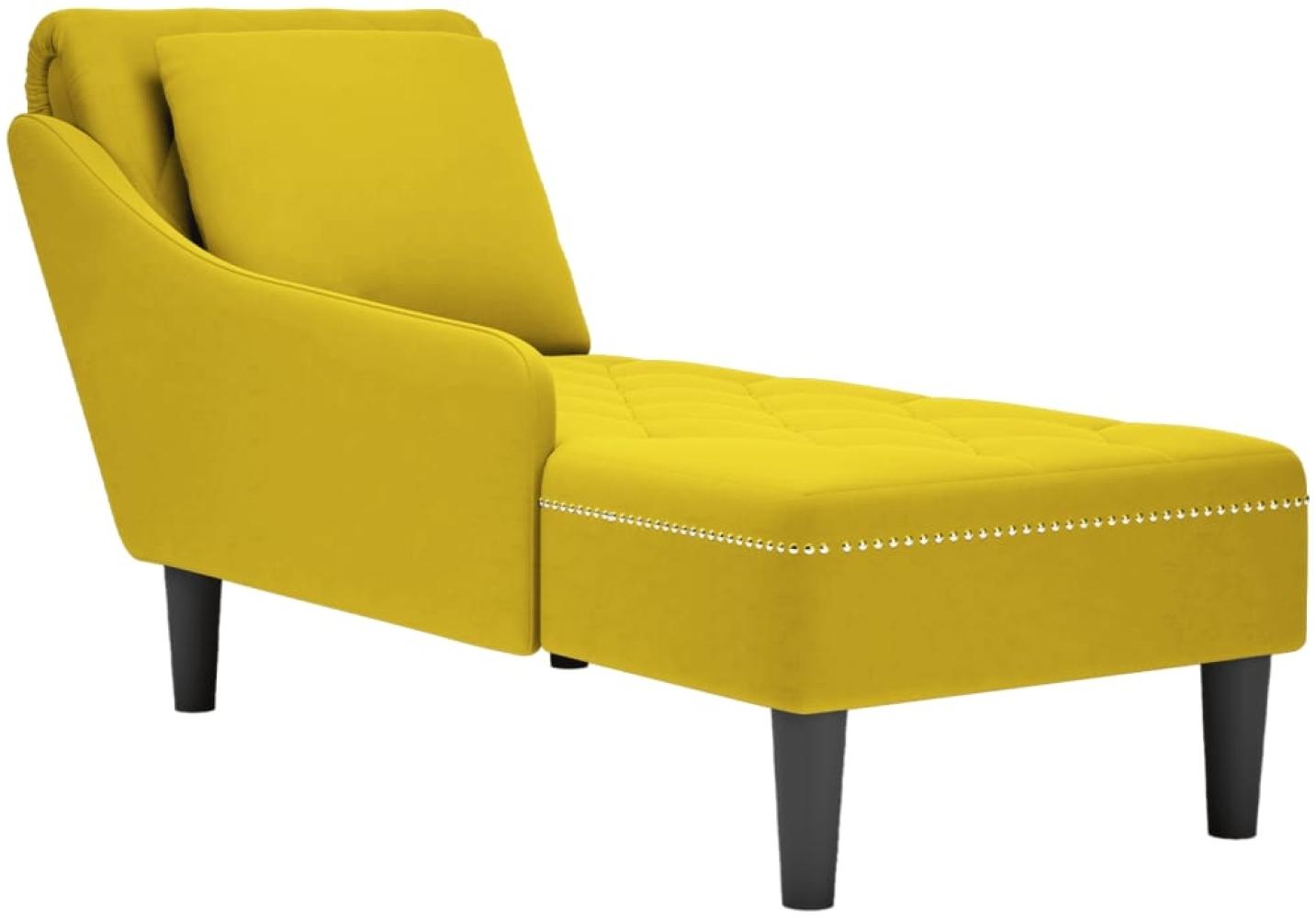 vidaXL Chaiselongue mit Kissen und Rechter Armlehne Gelb Samt 4009778 Bild 1