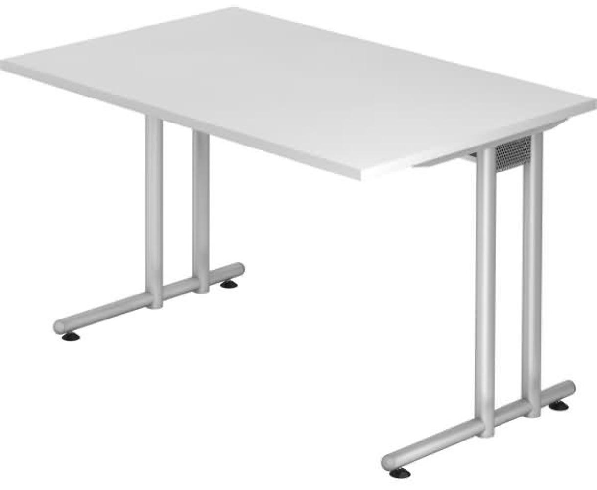 Schreibtisch NS12 C-Fuß 120x80cm Weiß Gestellfarbe: Silber Bild 1