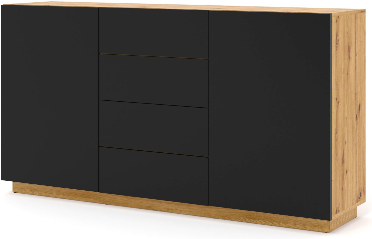 Domando Sideboard Empoli M1 Modern Breite 164cm, schicker Farbkontrast in Artisan Eiche und Schwarz Matt Bild 1