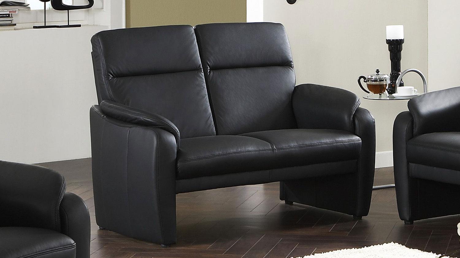 Sofa HAMPTON 2-Sitzer in Echtleder schwarz mit Federkern Bild 1