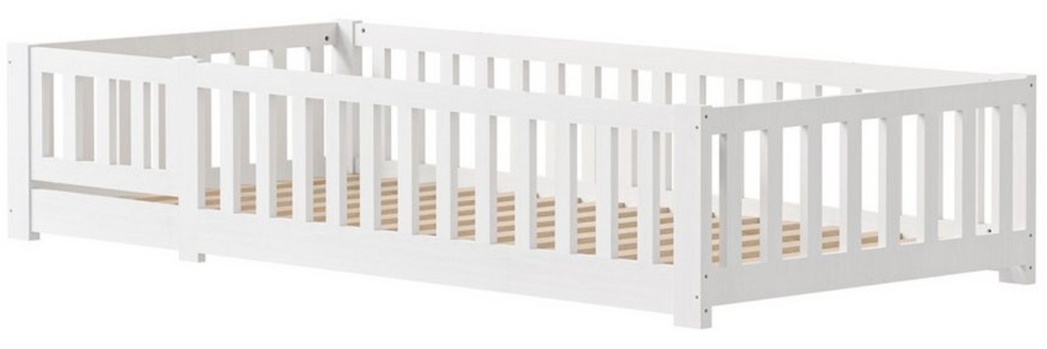 Furnishings Home Kinderbett Massivholzbett Bodenbett Einzelbett Montessori (Sehr gut geeignet für Kinder und Babys), inkl. Lattenrost, Kiefer, 90x200 cm Bild 1