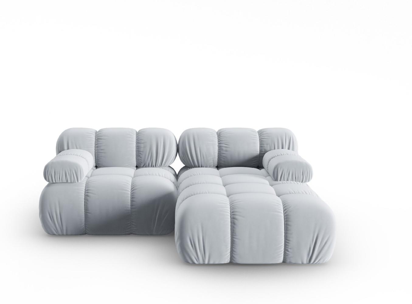 Micadoni Modulares Ecksofa Bellis 3-Sitzer Rechts Samtstoff Hellblau Bild 1