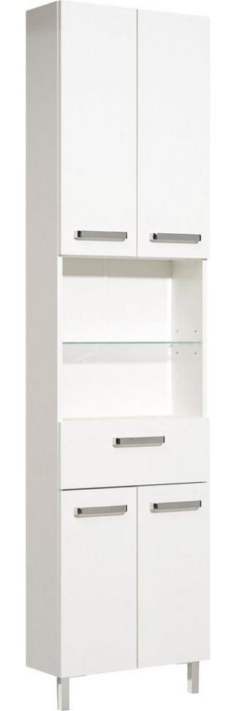 Saphir Hochschrank Quickset Badschrank 50 cm breit, 4 Türen, 2 Nischen, 1 Schublade Badezimmer-Hochschrank inkl. Türdämpfer, Griffe in Chrom glänzend Bild 1