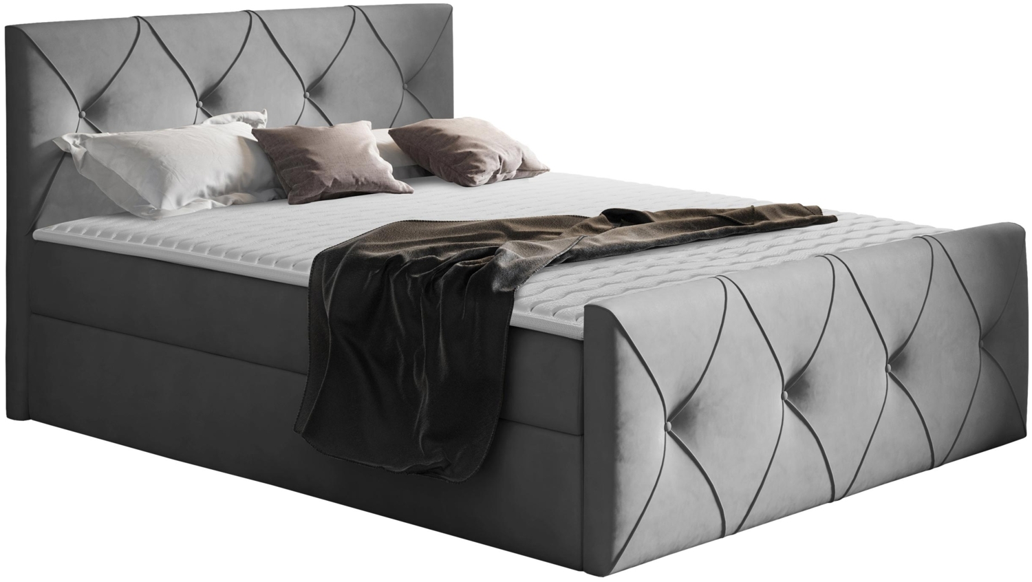 Mirjan24 Boxspringbett Nakir Lux, Hellgrau 140x200 cm Bild 1