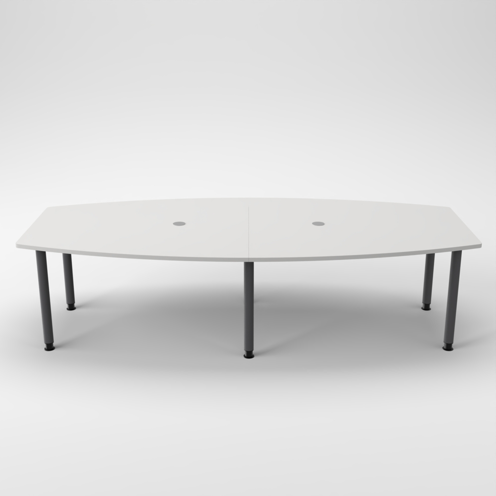 Rheinland Möbel Konferenztisch KONTI 280x130 cm – ovaler Besprechungstisch in Grau mit graphitfarbenen Rundrohrfüßen & 2 Kabelauslässen, erweiterbarer Meetingtisch für 8–10 Personen, moderner XXL-Tisch fürs Büro Bild 1