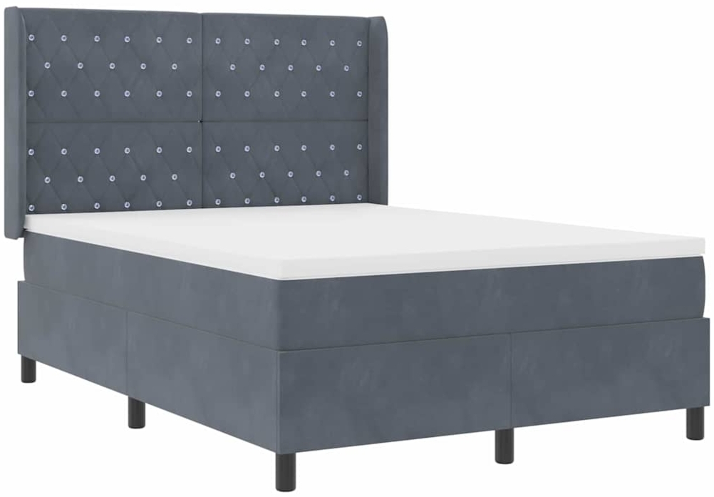 vidaXL Boxspringbett mit Kopfteil Dunkelgrau 140 x 190 cm Samt 3341949 Bild 1