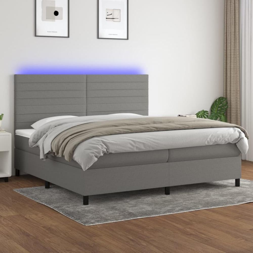 Boxspringbett mit Matratze & LED Stoff Dunkelgrau 200 x 200 cm, Härtegrad: H2 [3134982] Bild 1