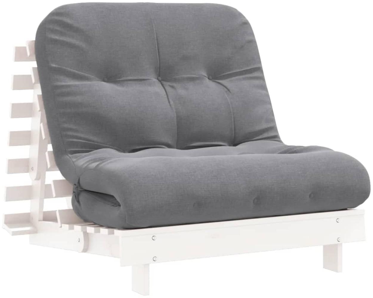 vidaXL Futon Schlafsofa mit Matratze Weiß 80x206x11 Massivholz Kiefer 846757 Bild 1
