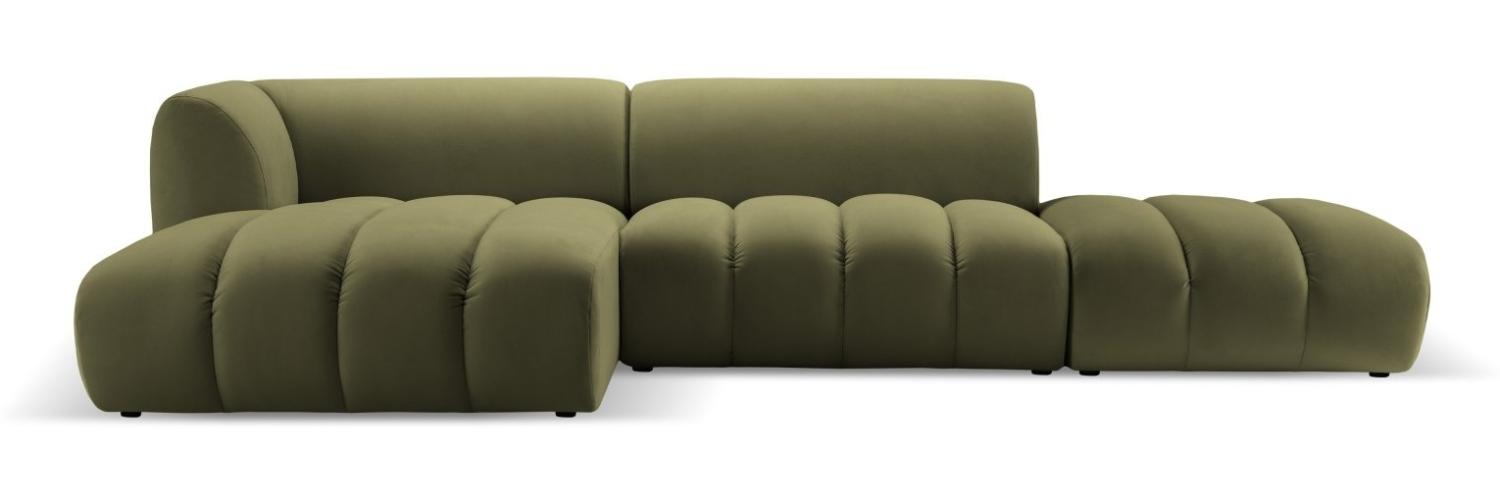 Micadoni Modulares Ecksofa offen Harry 5-Sitzer Links Samtstoff Hellgrün Bild 1