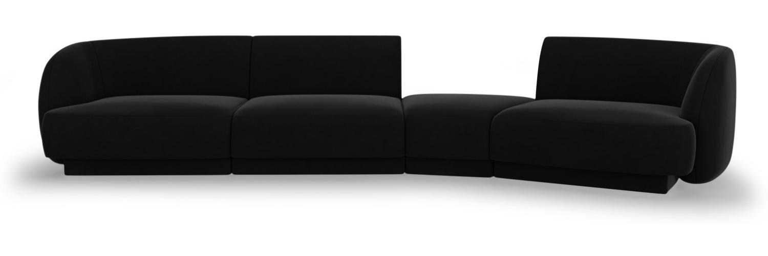 Micadoni Modulares Sofa Miley 4-Sitzer Rechts Samtstoff Schwarz Bild 1