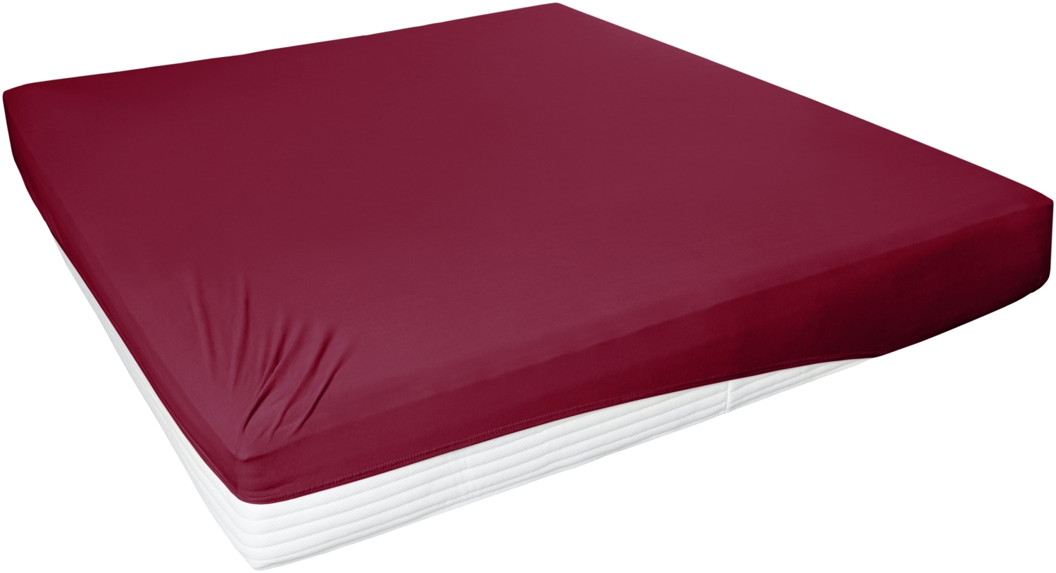Hahn Haustextilien Elastan-Jersey-Spannlaken 180-200x200 cm bordeaux Bild 1