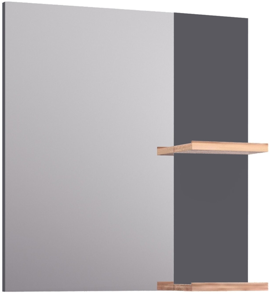 BADEDU HIERA Spiegel 59 cm breit, Anthrazit, zwei Ablagen Bild 1