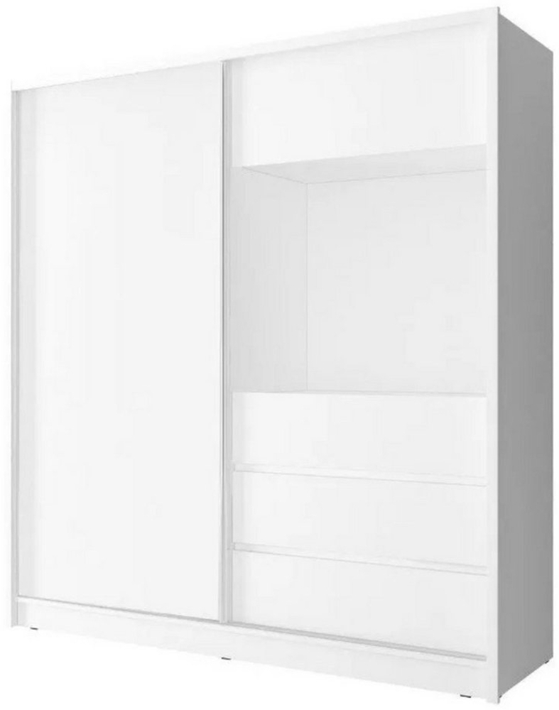 MOEBLO Kleiderschrank CINEMA (mit Spiegel Schwebetürenschrank mit Einlegeböden und Kleiderstange, Wohnzimmerschrank Schrank Gaderobe Schiebtüren Platz für Fernsehen TV) (BxHxT): 204/254 x 214 x 62 cm Bild 1