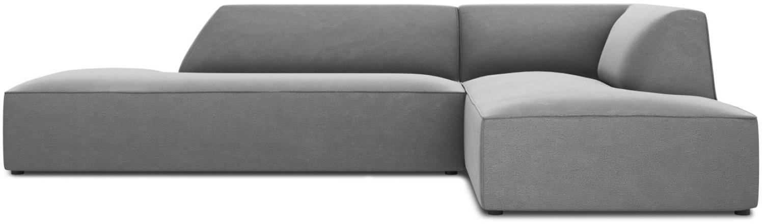 Micadoni 4-Sitzer Samtstoff Modular Ecke rechts Sofa Ruby | Bezug Grey | Beinfarbe Black Plastic Bild 1