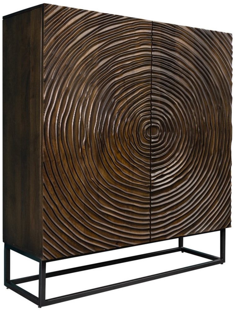 riess-ambiente Highboard ZEN CIRCLES 120cm dunkelbraun / schwarz (Einzelartikel, 1 St), Massivholz · Metall · Anrichte · Kommode · 3D-Front · Modern Design Bild 1