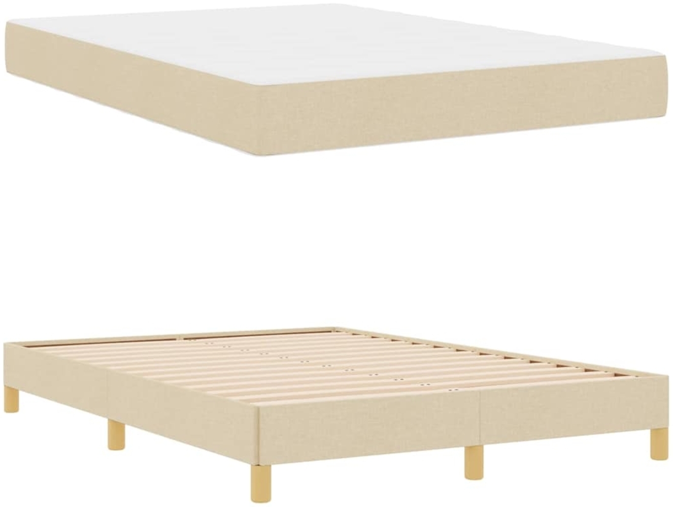 vidaXL Boxspringbett Creme 140 x 200 cm Stoff 3398575 Bild 1