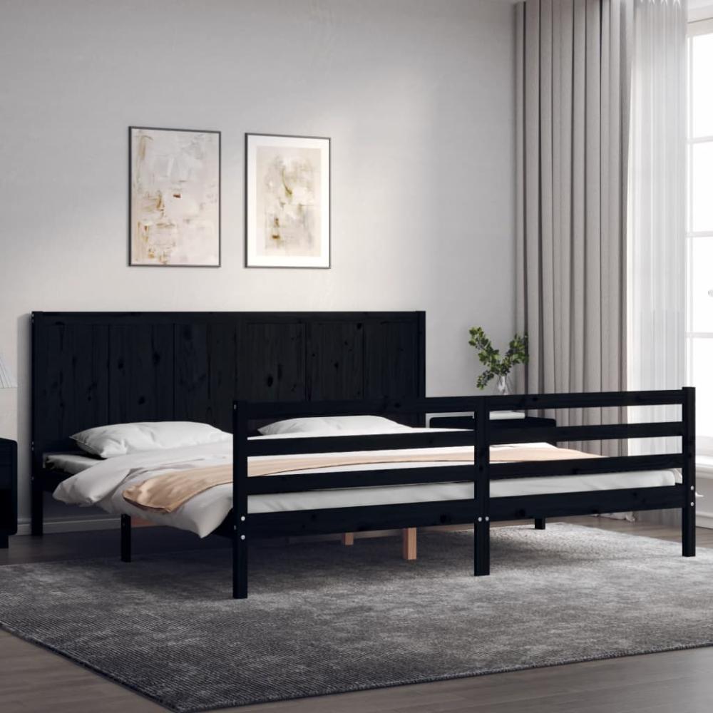 vidaXL Massivholzbett mit Kopfteil Schwarz 200x200 cm 3194530 Bild 1