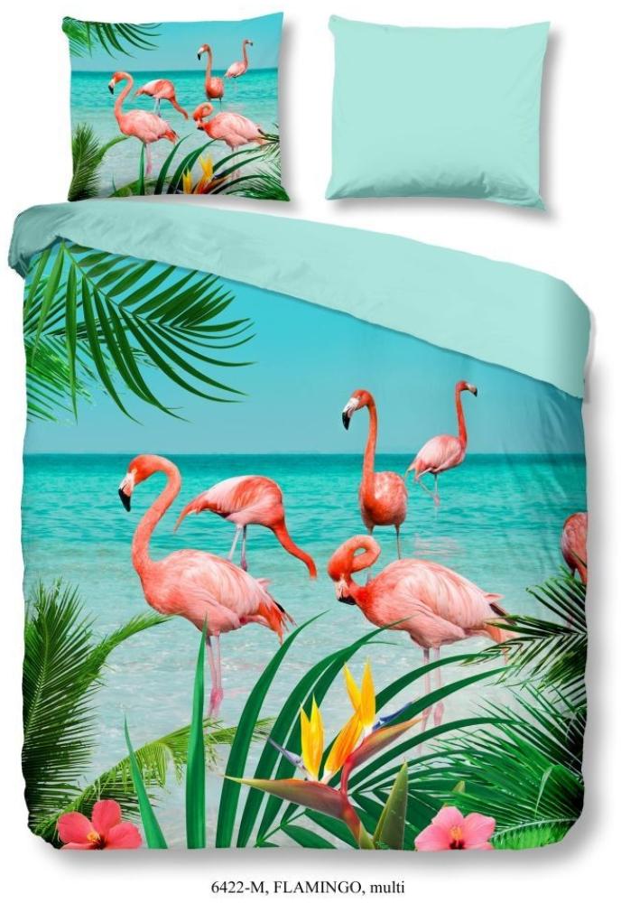 Pure Microfaser Bettwäsche 3 teilig Bettbezug 240x220 cm Kopfkissenbezug 60x70 cm Flamingo 6422.99.03 Multi Bild 1