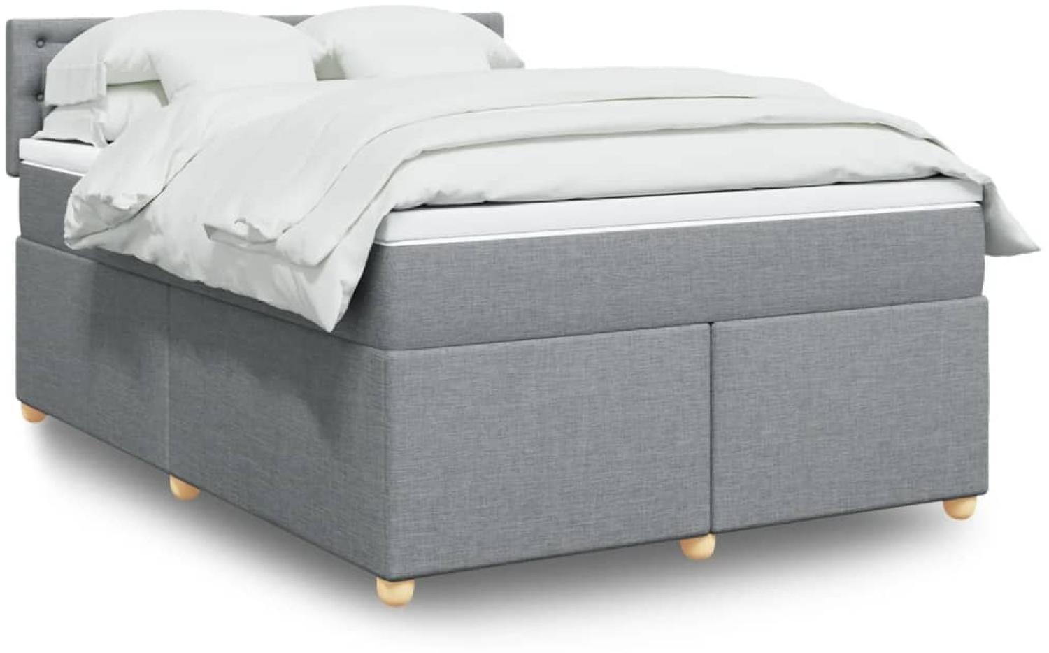 vidaXL Boxspringbett mit Matratze Hellgrau 140x200 cm Stoff 3289017 Bild 1