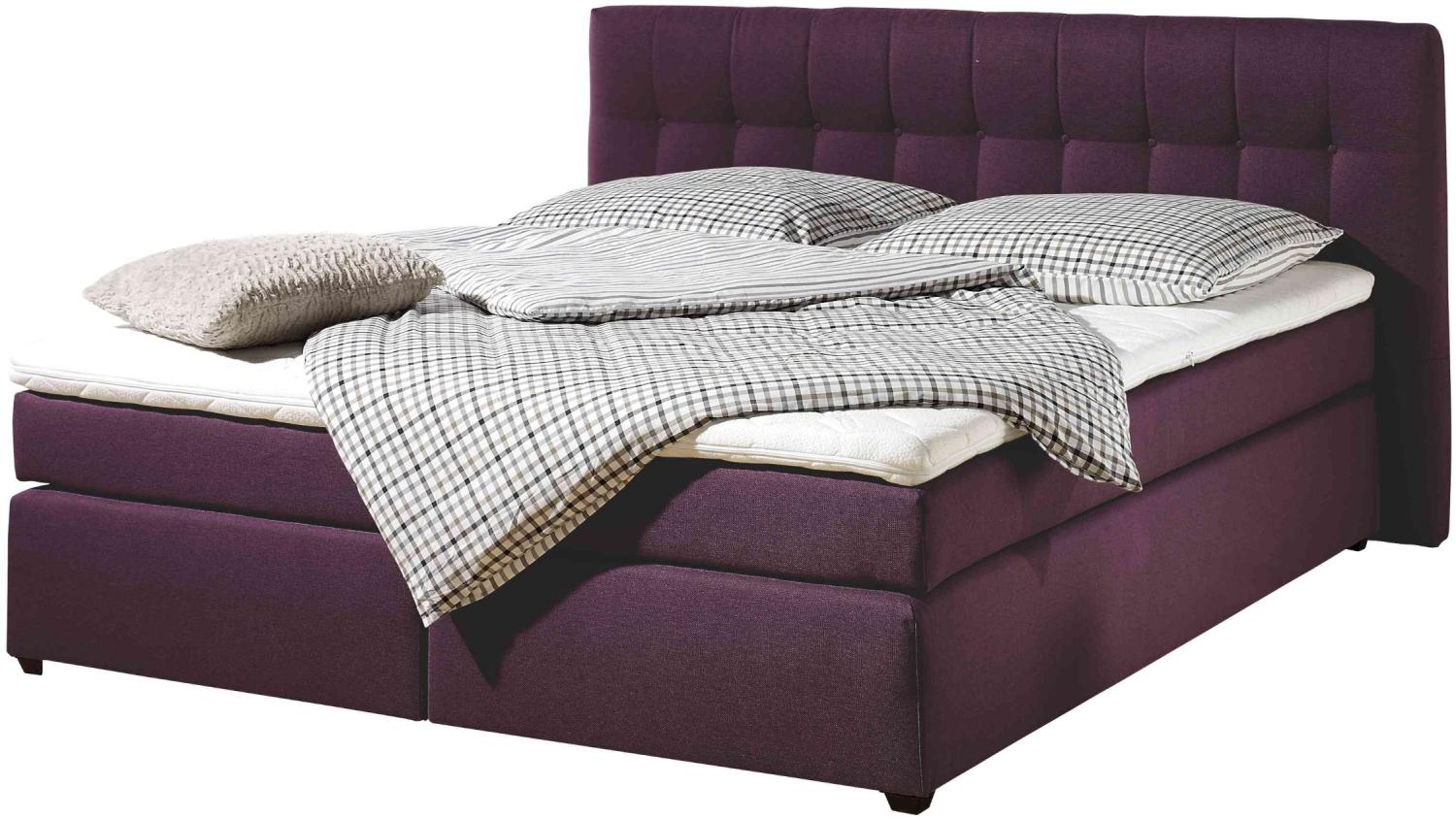 Maintal Boxspringbett Jeremy, 100x200 cm, Strukturstoff, Tonnentaschenfederkern Matratze H3, beere Bild 1