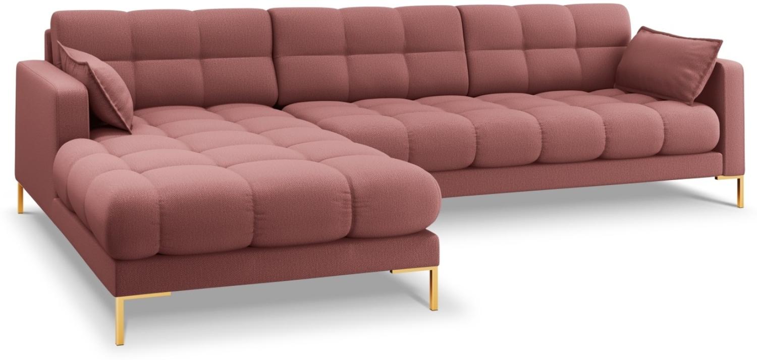 Micadoni 5-Sitzer Ecke links Sofa Mamaia | Bezug Pink | Beinfarbe Gold Metal Bild 1