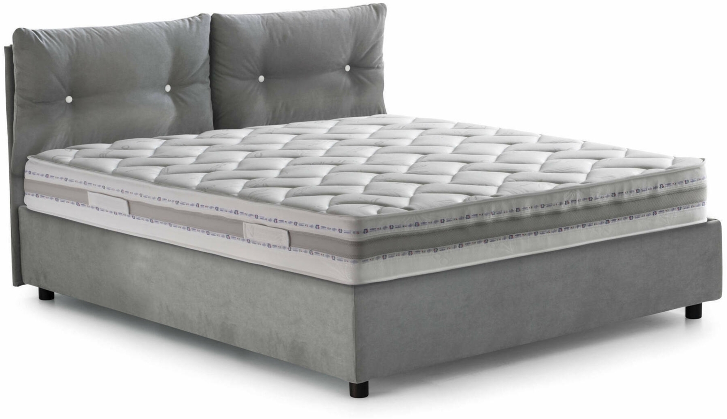Dmora Doppelbett Calcite, Bettkasten mit Stoffbezug, 100 % Made in Italy, Öffnung vorne, inklusive Matratze 160 x 200 cm, Grau Bild 1