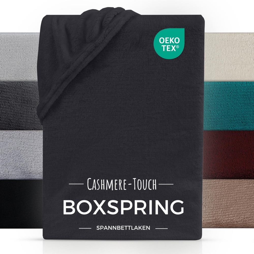 Carpe Sonno Spannbettlaken Boxspring Cashmere Touch Winter warm 180x200 200x200 180x220 200x220, Fleece, Gummizug: rundum, (1 Stück), Wasserbett Spannbettlaken Kuscheliges Spannbetttuch Anthrazit Bild 1