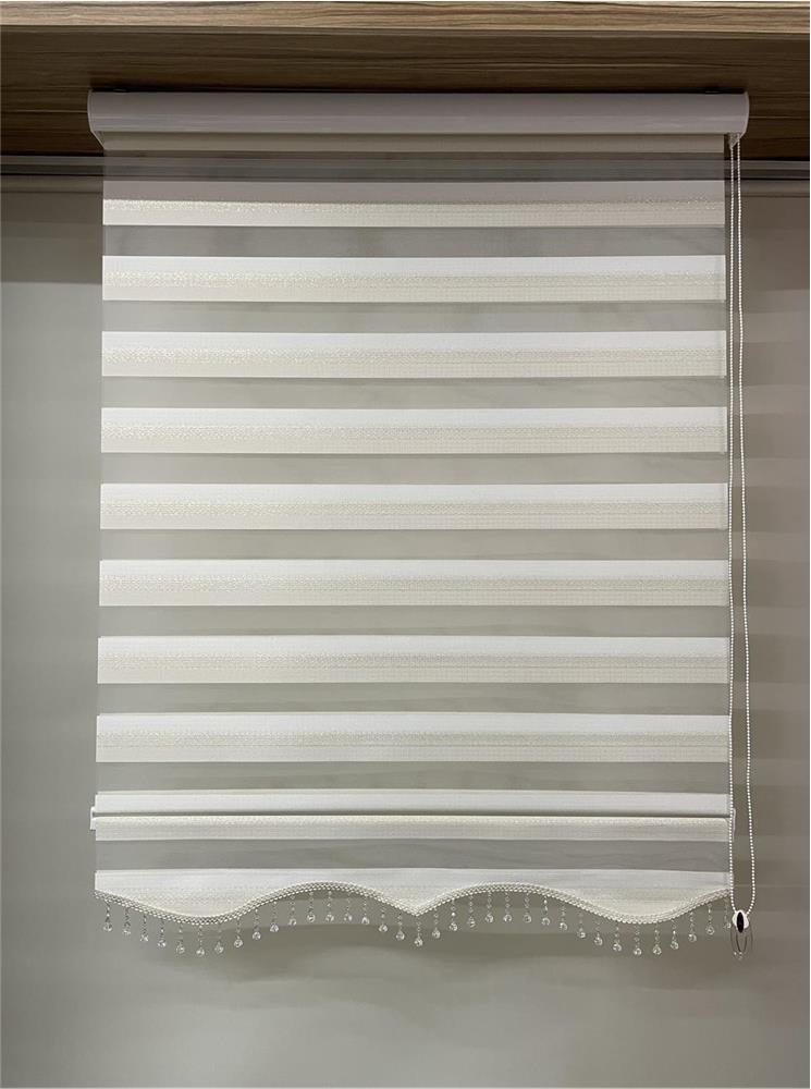 Fenster Rollo Gardine Doppelrollo Aluminiumkassette Zebra Natural Seitenzug Duorollo 190 cm Bild 1