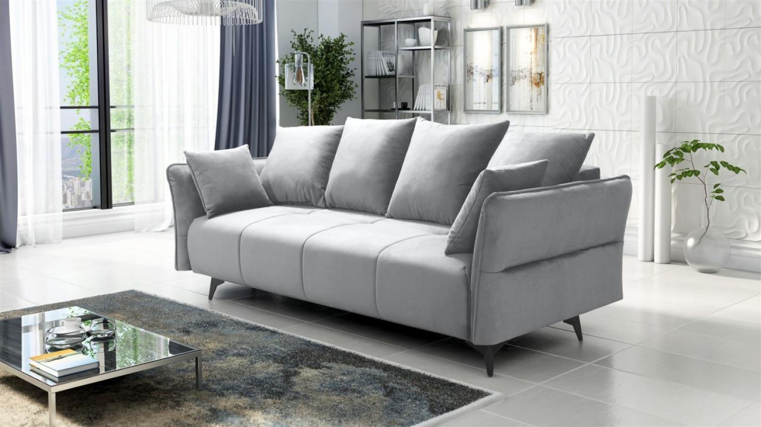 Schlafsofa Sofa 3-Sitzer SADIE Stoff Element Hellgrau Bild 1