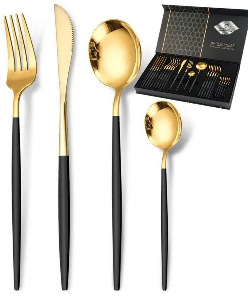 KESSMANN Besteck-Set Premium Besteck Set 24 Teiliges rostfrei Edelstahl Essbesteck (24-tlg), 6 Personen, Edelstahl rostfrei, Menübesteck Tischbesteck Messer Gabel Löffel Tafelbesteck Set Bild 1