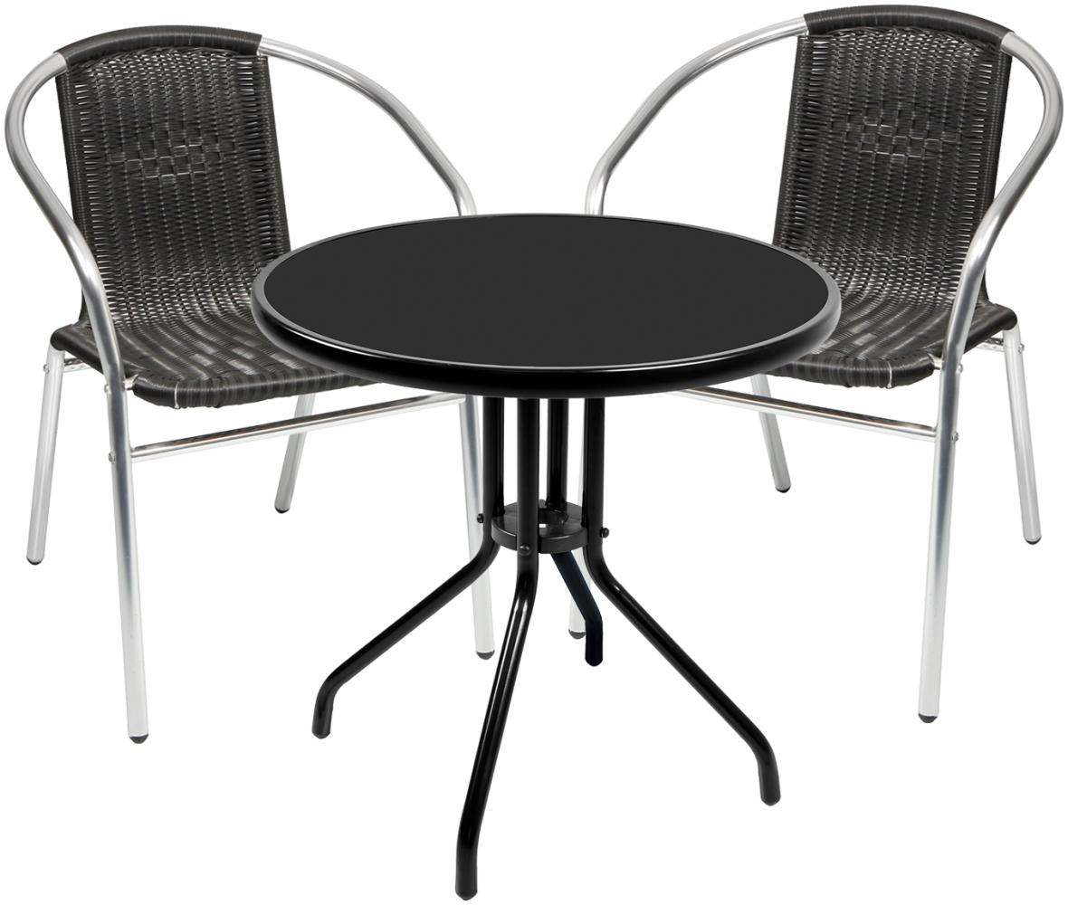 Bistro Sitzgarnitur Bistrogarnitur 3-teilig Tisch Ø 60cm Schwarz Bild 1