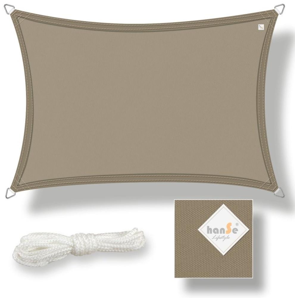 hanSe® Marken Sonnensegel 100% Polyester Rechteck 3x5 m Taupe Bild 1