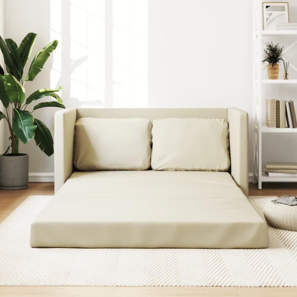 vidaXL Bodensofa mit Schlaffunktion Creme 112x174x55 cm Kunstleder 353974 Bild 1