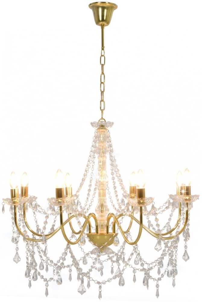 vidaXL Kronleuchter mit Perlen Golden 8 x E14-Fassungen 281607 Bild 1