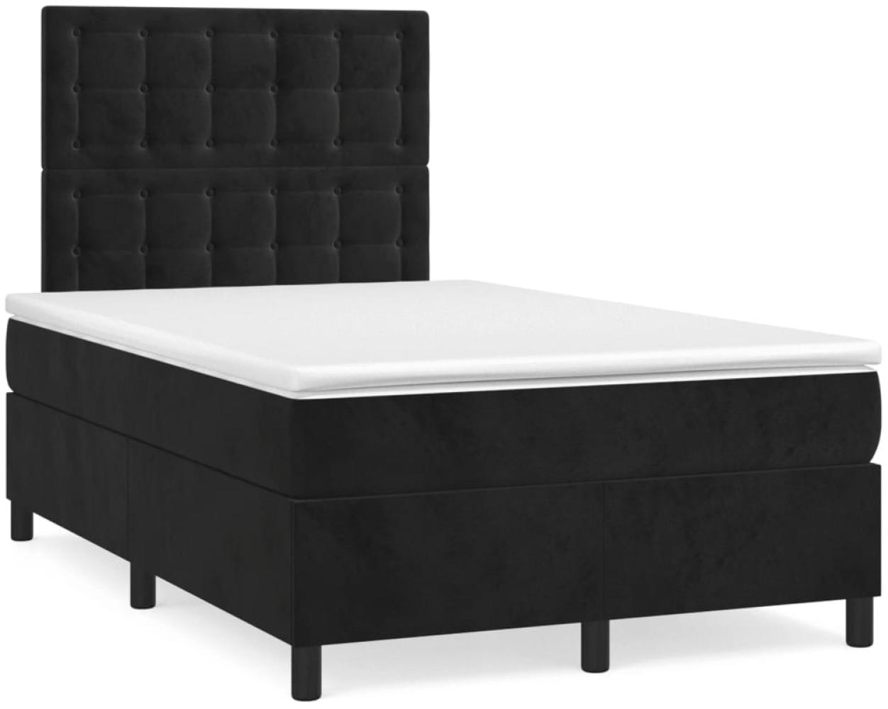 vidaXL Boxspringbett mit Matratze & LED Schwarz 120x190 cm Samt 3270337 Bild 1