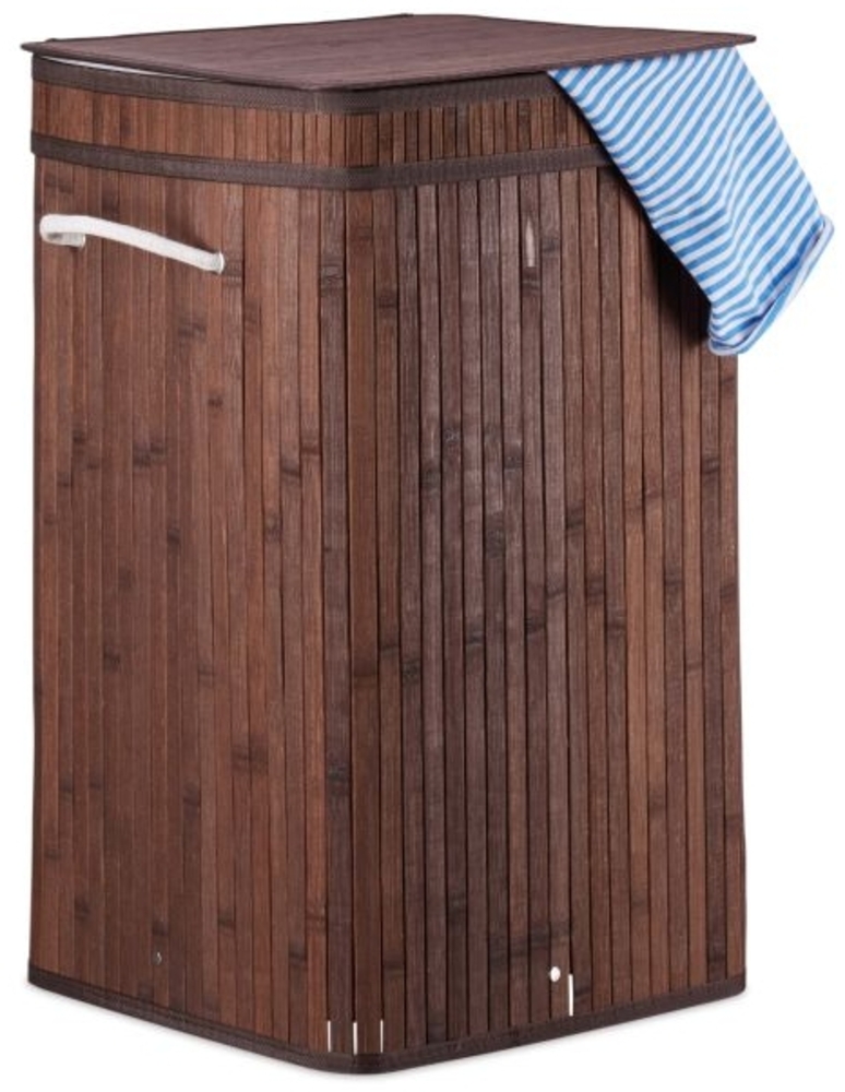 3 x Faltbarer Wäschekorb Bambus braun Bild 1