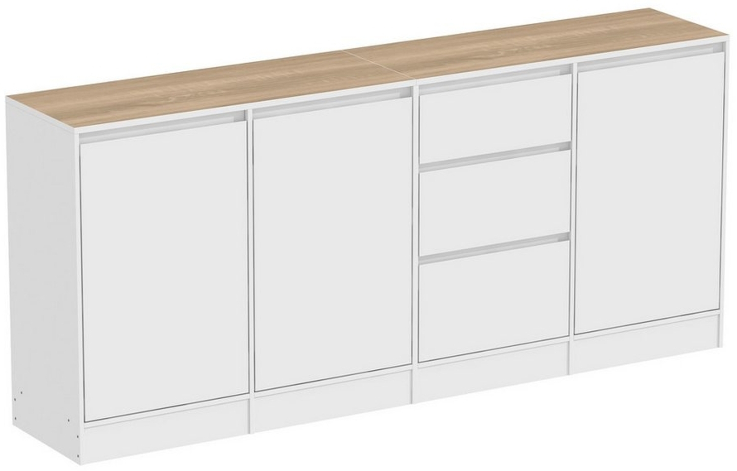 FUFU&GAGA Sideboard 3-Türiges-3-Schubladen- Sideboard, 80 X 180 X 35 cm, MDF,Weiß Bild 1