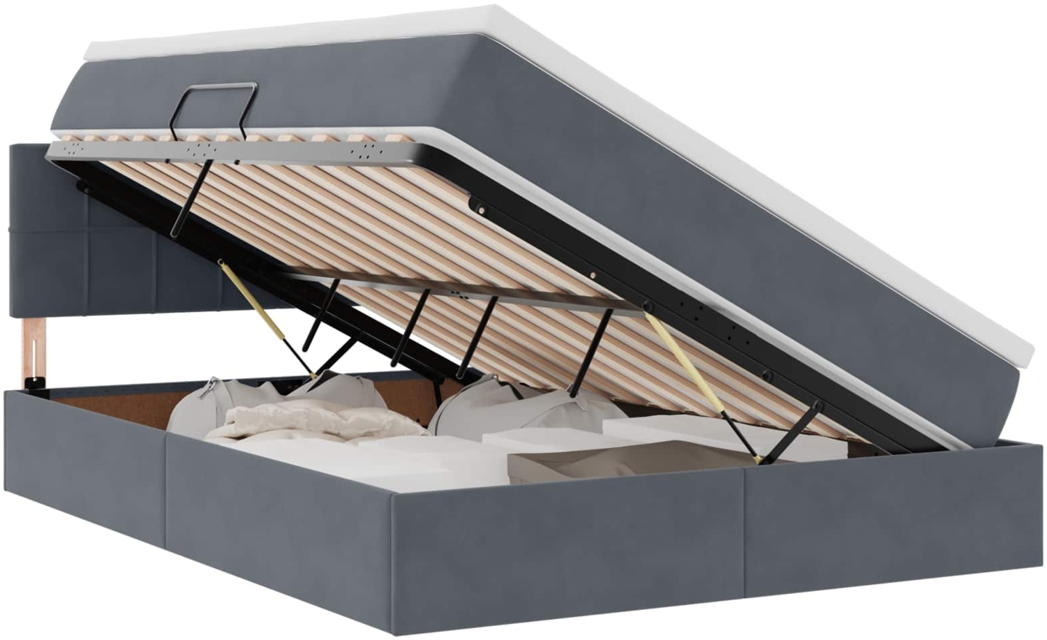 vidaXL Bett mit LED-Lichtleisten Dunkelgrau 140 x 190 cm Samt 3371392 Bild 1