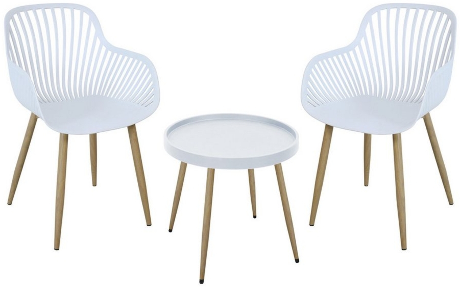 SVITA Sitzgruppe PHILLY, (3tlg. Set), aus 2 Stühlen und 1 Tisch, platzsparend, wetterfest, Weiß/Holzoptik Bild 1