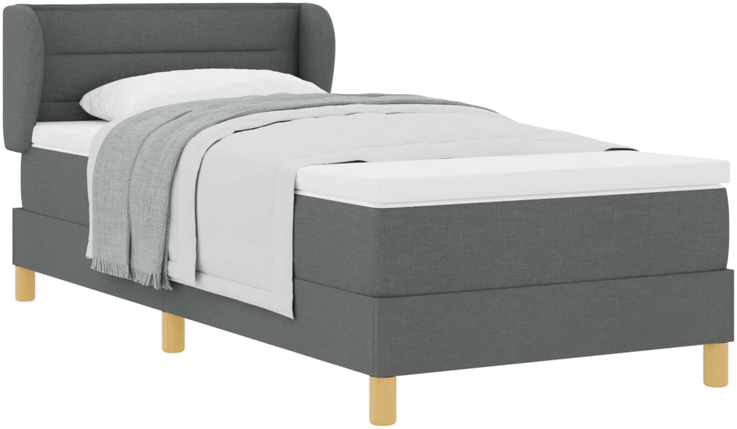vidaXL Boxspringbett mit Matratze Dunkelgrau 90 x 200 cm Stoff 3340130 Bild 1