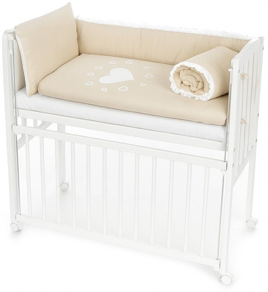 Beistellbett 90x40 Beige mit Herzmotiv – Komfort für Ihr Baby Bild 1