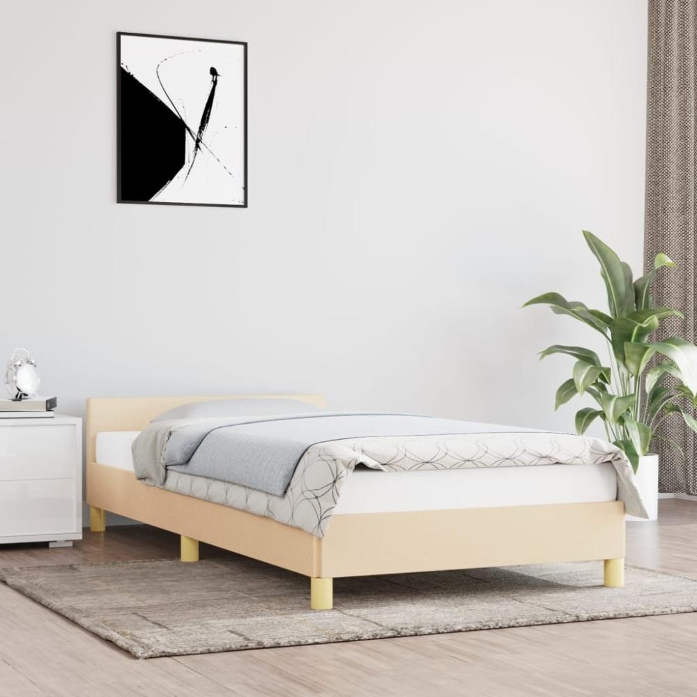 Bettgestell mit Kopfteil Creme 100x200 cm Stoff [347396] Bild 1