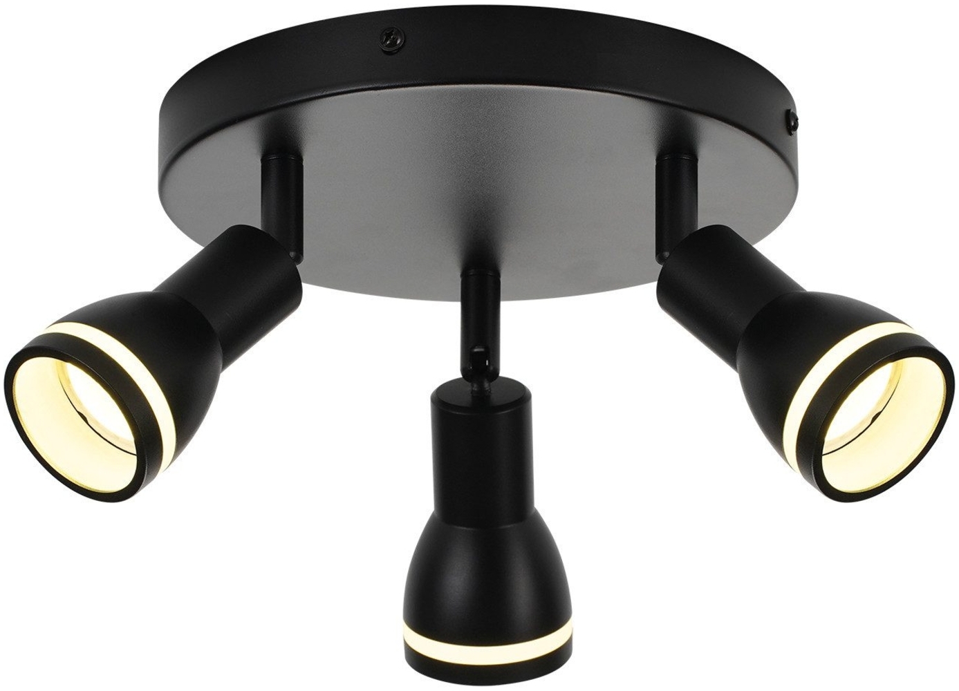 ZMH Moderne schwarze Deckenleuchte: 3 verstellbare Deckenspots aus Metall, GU10 Deckenlampe, für Schlafzimmer, Esszimmer, ohne Leuchtmittel Bild 1