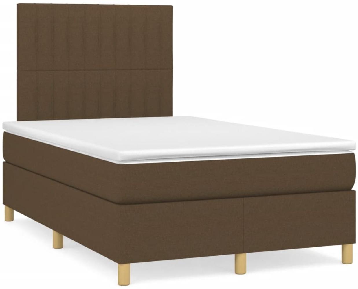 vidaXL Boxspringbett mit Matratze & LED Dunkelbraun 120x190 cm Stoff 3270263 Bild 1