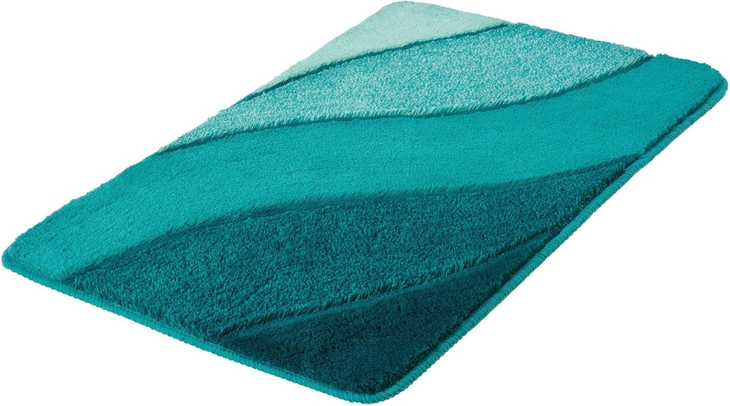 Kleine Wolke Badematte Serenade, Höhe 20 mm, rutschhemmend beschichtet, fußbodenheizungsgeeignet, Kunstfaser, rechteckig, 2er-Set 50x60 cm / 70x120 cm, Badteppich, Wellen Design, Farbverlauf, Hoch-Tief Effekt, waschbar Bild 1