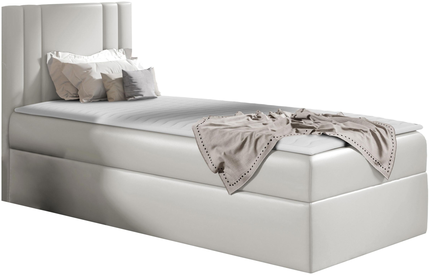 Boxspringbett 'Harlon Mini' links, creme, 90x200 cm Bild 1