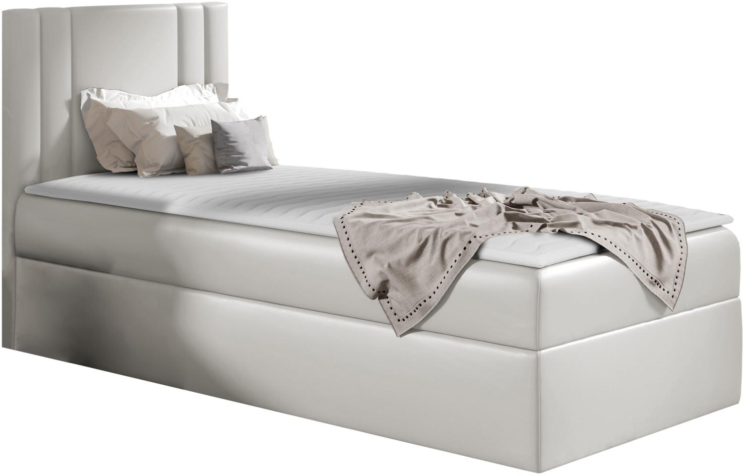 Boxspringbett 'Harlon Mini' links, creme, 90 x 200 cm Bild 1