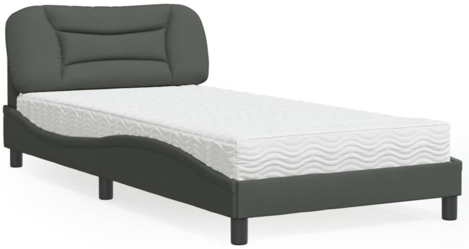 vidaXL Bett mit Matratze Dunkelgrau 100x200 cm Stoff 3208514 Bild 1