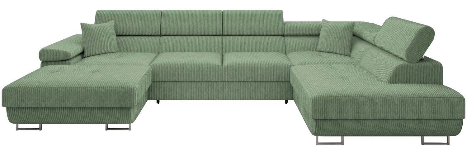 Ecksofa Torezio Bis Cord mit Bettkasten, Schlaffunktion und Einstellbare Kopfstützen (Farbe: Poso 47, Seite: Rechts) Bild 1