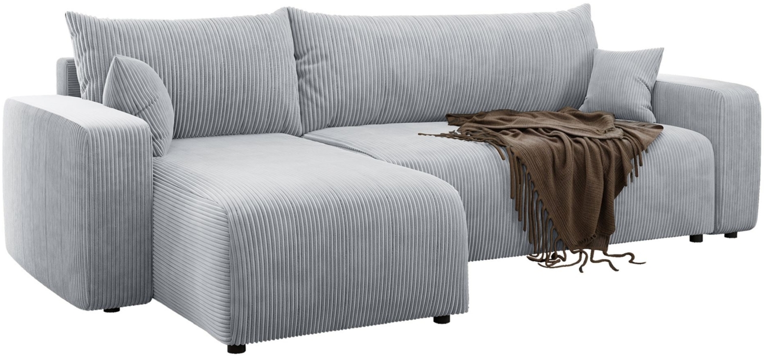 Selsey 'Pianoni' Ecksofa mit Schlaffunktion, Stauraum und Cordbezug, hellgrau, 83 x 244 x 140 cm Bild 1